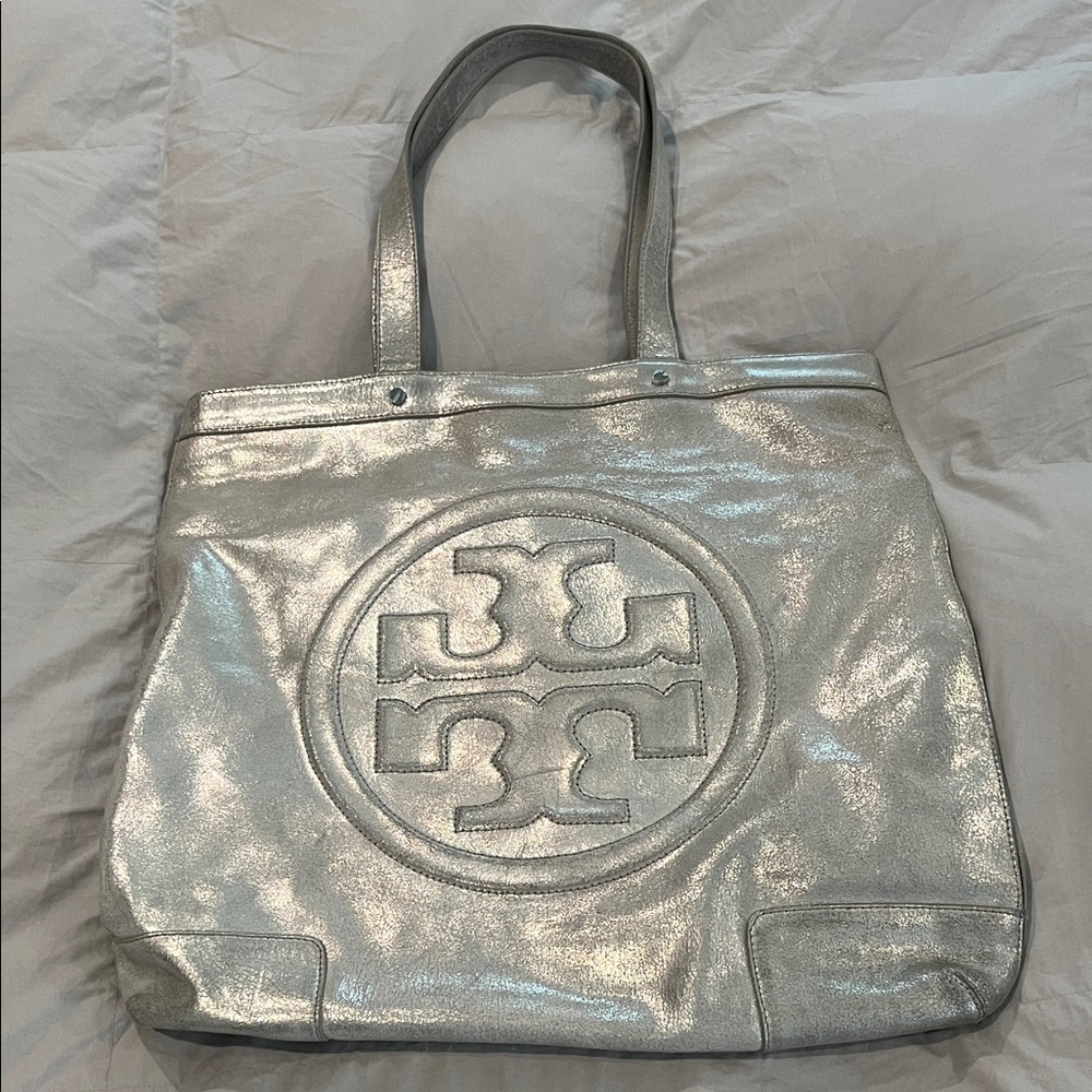 Tory Burch Metallic Silver Tote